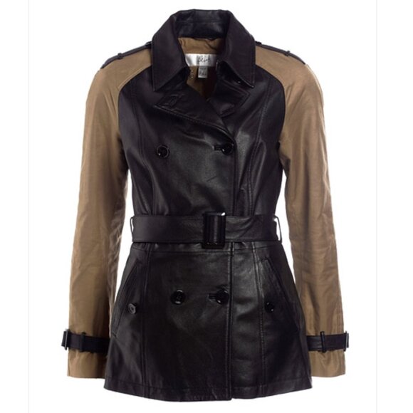 Women's Two-Tone Leather Trench Coat BLINK at Danier - Picture 1 of 10